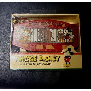 Disney Vintage Wood Mickey And Minnie Mouse Circus Train Car Ornament